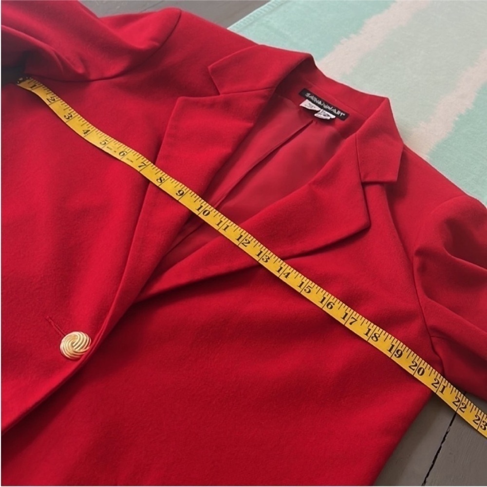 Savannah Vintage Red Wool Blazer Gold Button Jacket Size 10 - Picture 9 of 14